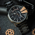 Diesel Mega Chief Black Dial Black Steel Strap Watch For Men - DZ4309