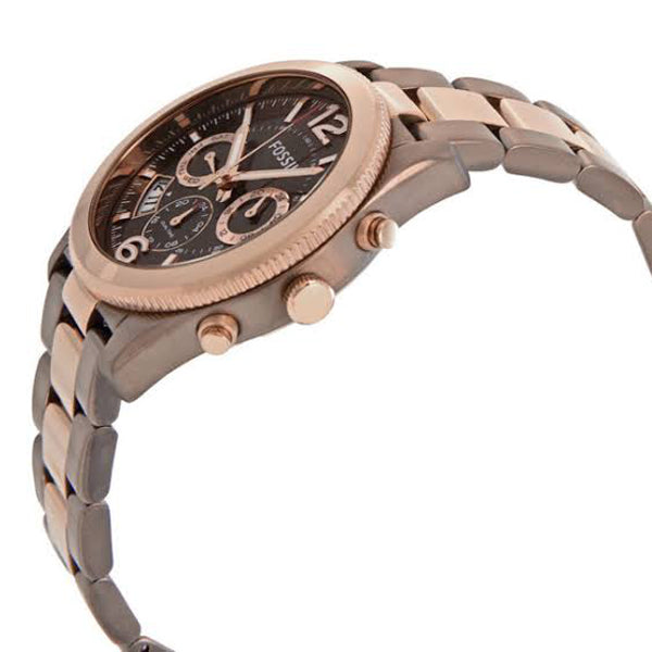 Fossil Perfect Boyfriend Multifunction Brown Dial Two Tone Steel Strap Watch for Women - ES4284