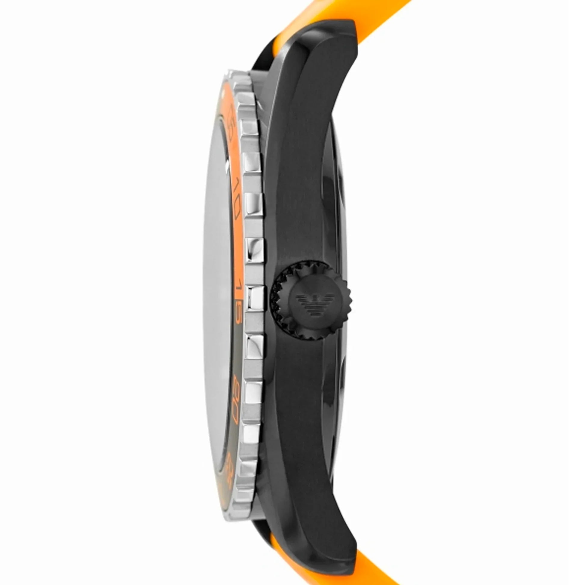 Emporio Armani Sportivo Quartz Black Dial Orange Rubber Strap Watch For Men - AR6046