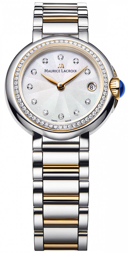 Maurice Lacroix Fiaba Date Diamonds White Mother of Pearl Dial Two Tone Steel Strap Watch for Women - FA1007-PVP23-170-1