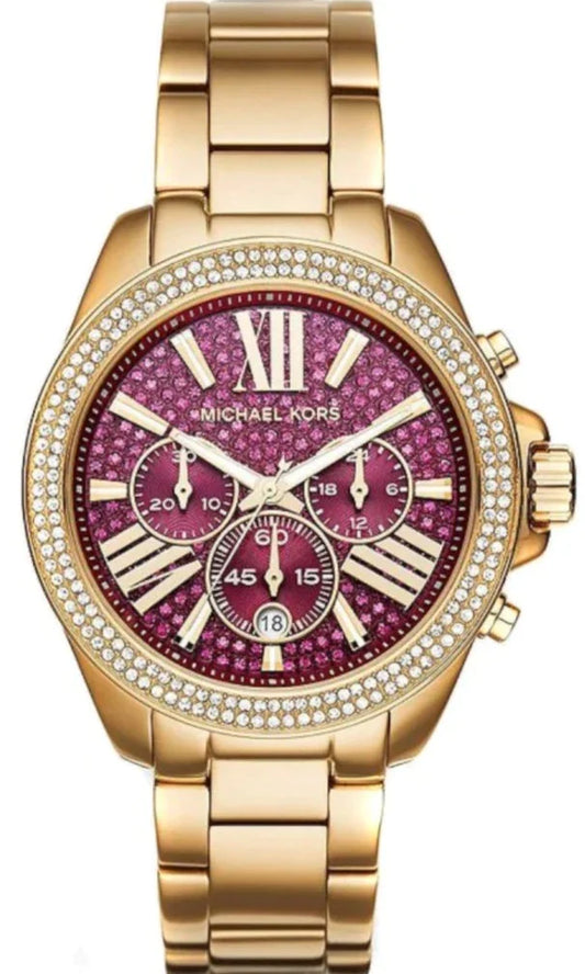 Michael Kors Wren Purple Dial Gold Steel Strap Watch for Women - MK6290