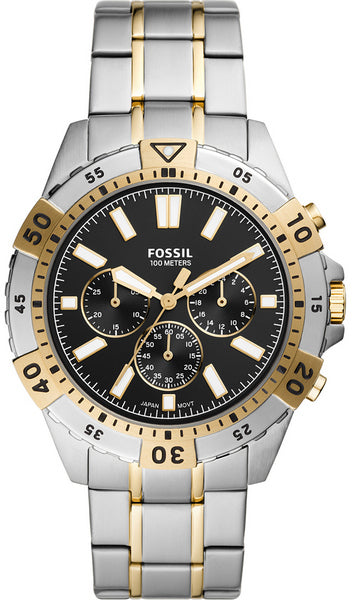 Fossil Garrett Analog Black Dial Two Tone Steel Strap Watch for Men - FS5771
