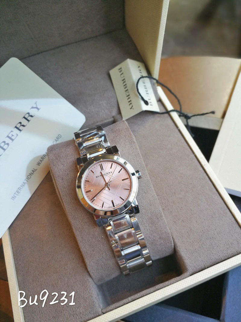 Burberry The City Pink Dial Silver Steel Strap Watch for Women - BU9231