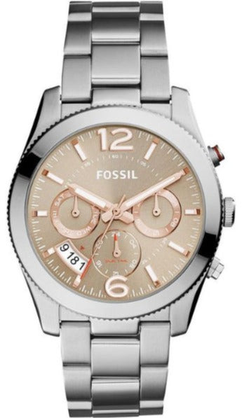 Fossil Perfect Boyfriend Taupe Dial Silver Steel Strap Watch for Women - ES4146