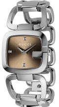 Gucci G Gucci Brown Dial Silver Steel Strap Watch For Women - YA125401
