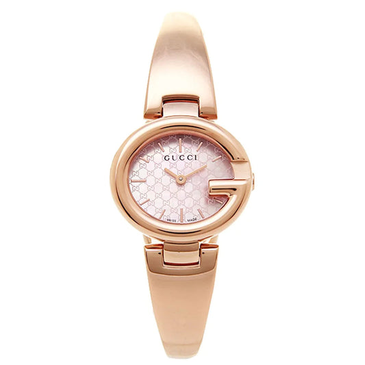 Gucci Guccisima Quartz Mother of Pearl White Dial Rose Gold Steel Strap Watch for Women - YA134512