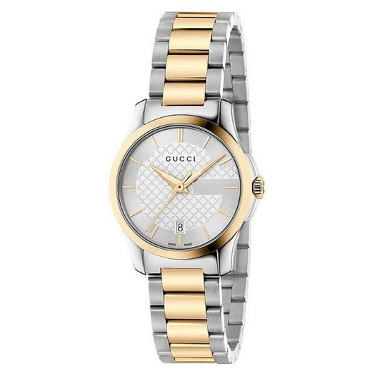 Gucci G Timeless Silver Dial Two Tone Steel Strap Watch For Women - YA126563