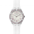 Guess Sparkling Pink White Dial White Rubber Strap Watch for Women - GW0032L1