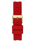 Guess Cosmo Diamonds Gold Dial Red Rubber Strap Watch for Women - GW0034L6