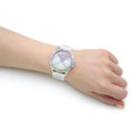 Guess Lady Frontier Diamonds Silver Dial White Rubber Strap Watch for Women - GW0045L1