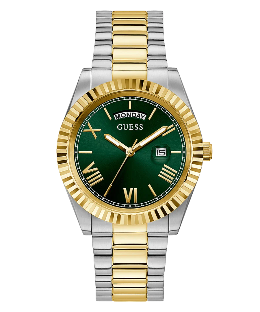 Guess Connoisseur Green Dial Two Tone Steel Strap Watch for Men - GW0265G8