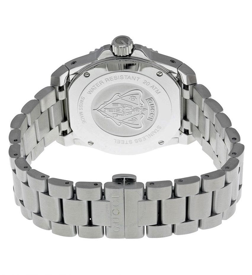Gucci Dive Black Dial Silver Steel Strap Watch For Men - YA136301