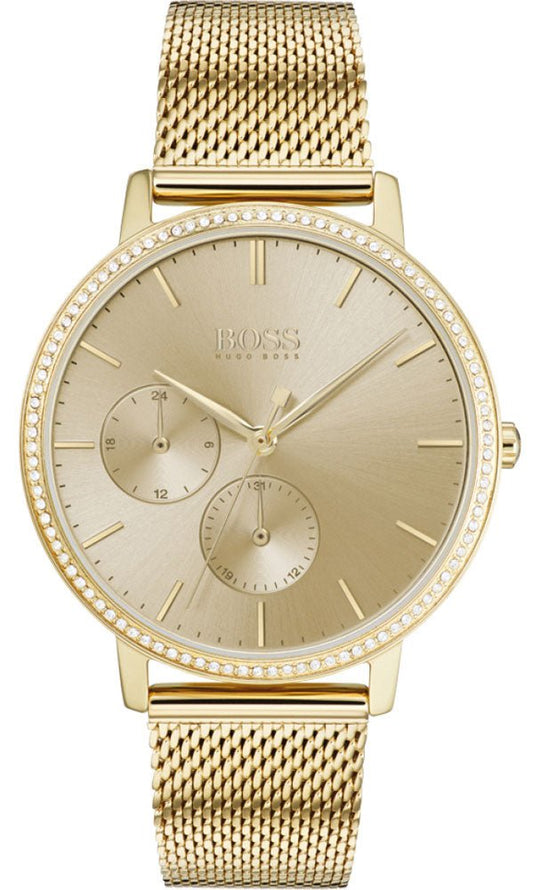 Hugo Boss Infinity Gold Dial Gold Mesh Bracelet Watch for Women - 1502520