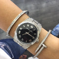 Michael Kors Channing Diamonds Black Dial Silver Steel Strap Watch for Women - MK6089