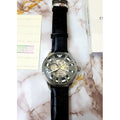 Emporio Armani Meccanico Automatic Silver Dial Black Leather Strap Watch For Men - AR4629