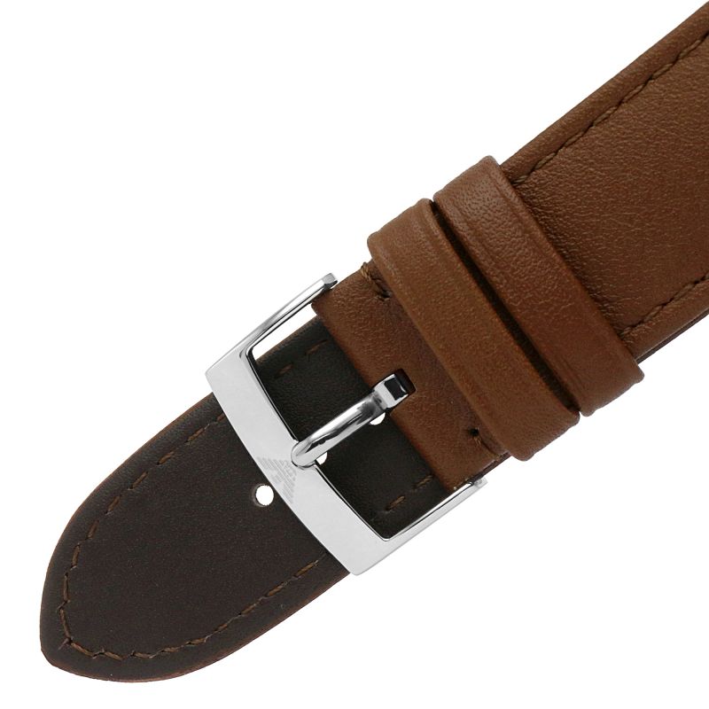 Emporio Armani Renato Quartz Silver Dial Brown Leather Strap Watch For Men - AR11185
