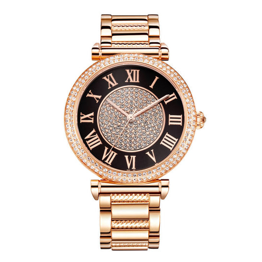 Michael Kors Catlin Black Dial Rose Gold Steel Strap Watch for Women - MK3339