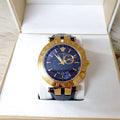 Versace Race GMT Blue Dial Blue Leather Strap Watch For Men - 29G70D282