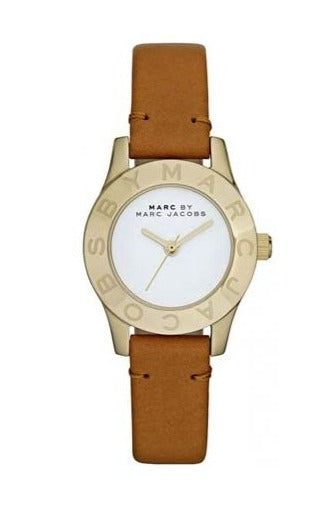 Marc Jacobs Mini Blade White Dial Brown Leather Strap Watch for Women - MBM1219