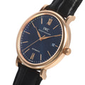 IWC Portofino Automatic Blue Dial Black Leather Strap Watch for Men - IW356522
