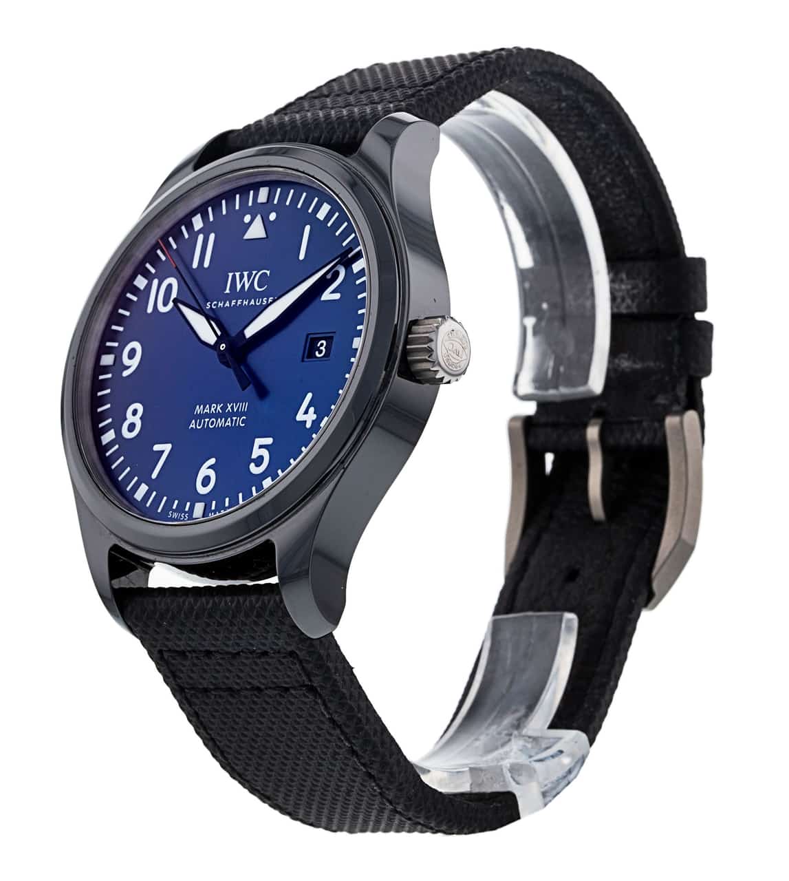 IWC Pilotâ€™s Watch Mark XVIII Edition â€œLaureus Sport for Good Foundation" Blue Dial Black Nylon Strap Watch for Men - IW324703
