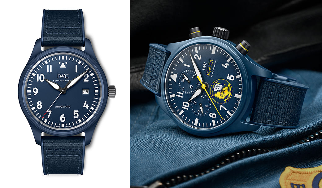 IWC Pilot’s Watch Automatic "Laureus Sport for Good" Edition Blue Dial Blue Nylon Strap Watch for Men - IW328101