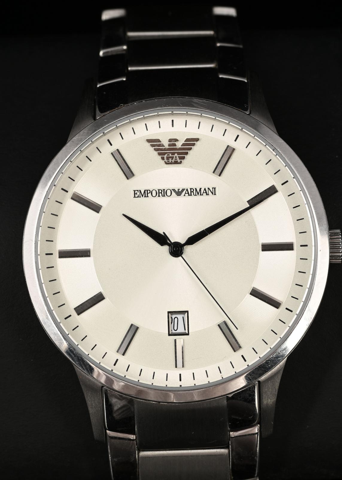 Emporio Armani Classic Quartz White Dial Silver Steel Strap Watch For Men - AR2430