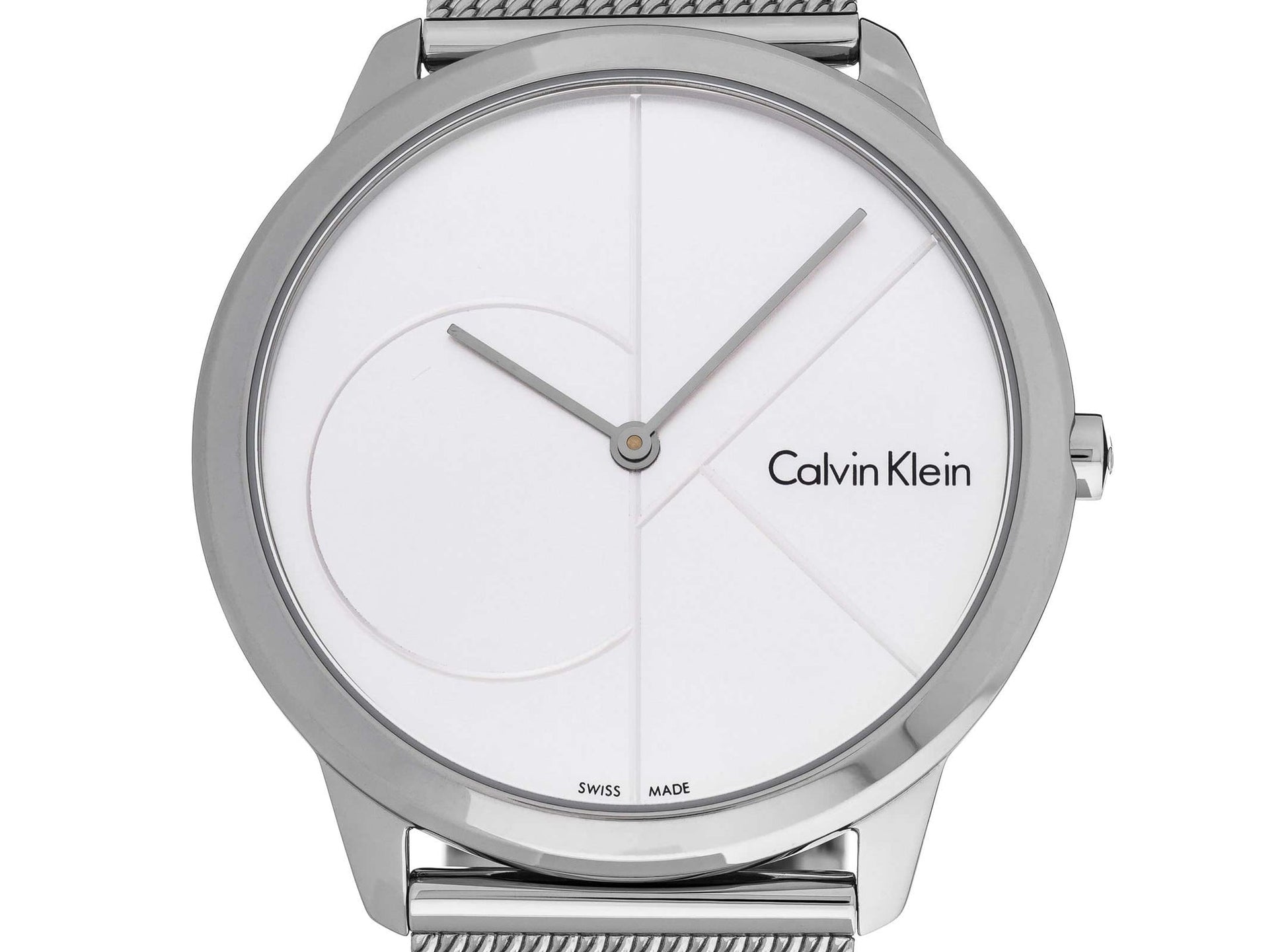 Calvin Klein Minimal Silver Dial Silver Mesh Bracelet Watch for Men - K3M2112Z
