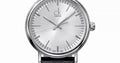 Calvin Klein Surround Silver Dial Black Leather Strap Watch for Men - K3W211C6