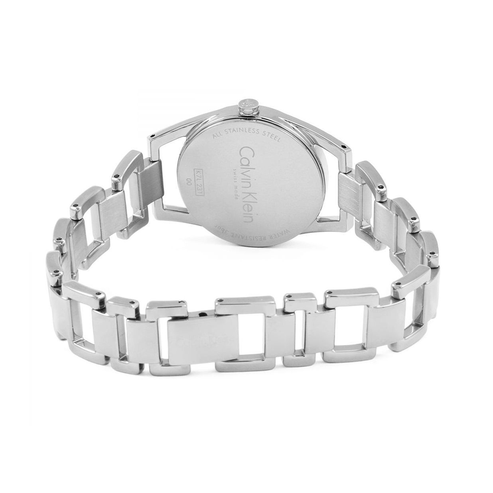 Calvin Klein Dainty Black Dial Silver Steel Strap Watch for Women - K7L23141