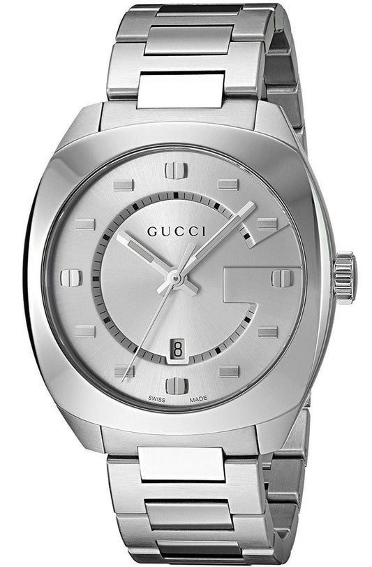 Gucci GG2570 Silver Dial Silver Steel Strap Watch For Men - YA142308