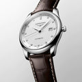 Longines Master Collection Automatic Diamonds Silver Dial Brown Leather Strap Watch for Men - L2.755.4.77.3