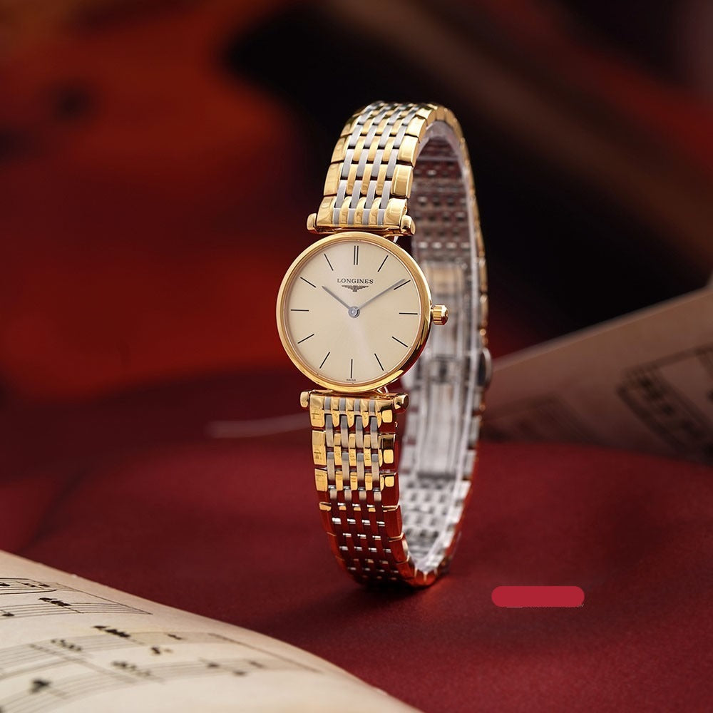 Longines La Grande Classique de Longines Gold Dial Two Tone Mesh Bracelet Watch for Women - L4.209.2.31.7
