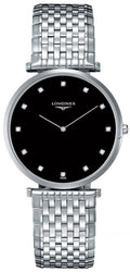 Longines La Grande Classique Quartz Diamonds Black Dial Silver Mesh Bracelet Watch for Women - L4.755.4.58.6