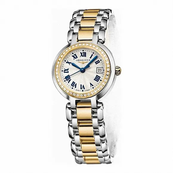 Longines PrimaLuna Quartz Diamonds Silver Dial Two Tone Steel Strap Watch for Women - L8.110.5.95.6