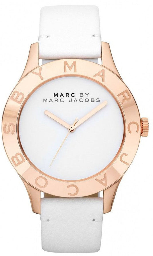 Marc Jacobs Blade White Dial White Leather Strap Watch for Women - MBM1201