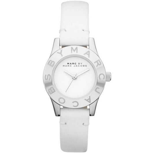 Marc Jacobs Mini Blade White Dial White Leather Strap Watch for Women - MBM1206