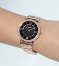 Michael Kors Catlin Diamonds Black Dial Rose Gold Steel Strap Watch for Women - MK3356