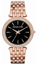 Michael Kors Darci Black Dial Rose Gold Steel Strap Watch for Women - MK3402