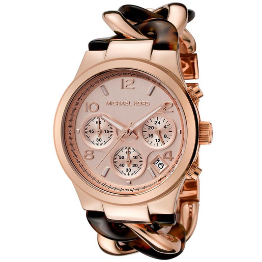 Michael Kors Runway Rose Gold Dial Two Tone Steel Strap Watch for Women - MK4269