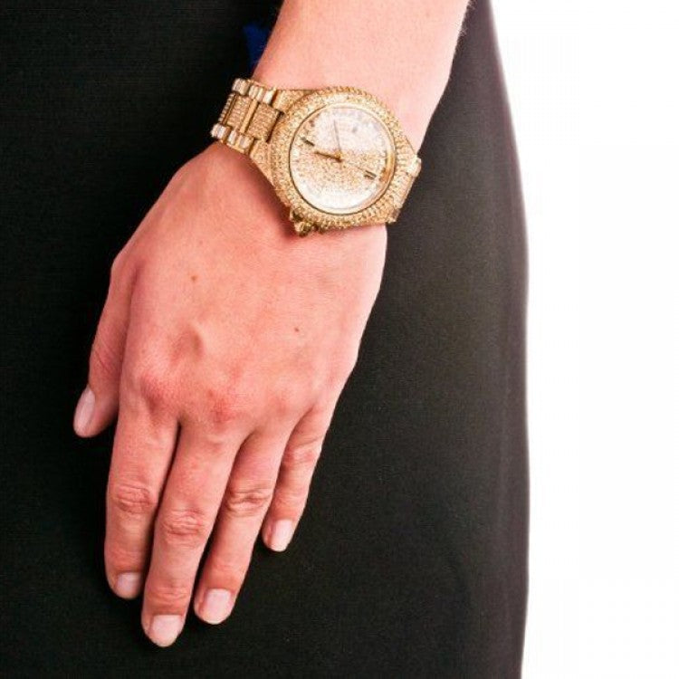 Michael Kors Camille Diamonds Gold Dial Gold Steel Strap Watch for Women - MK5720