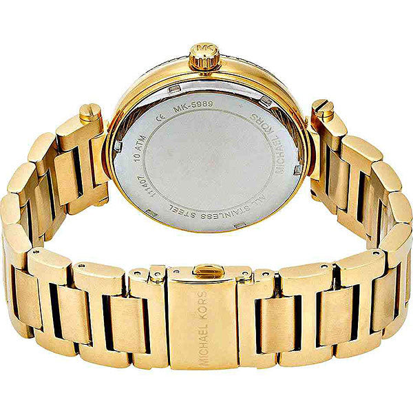 Michael Kors Skylar Black Dial Gold Steel Strap Watch for Women - MK5989