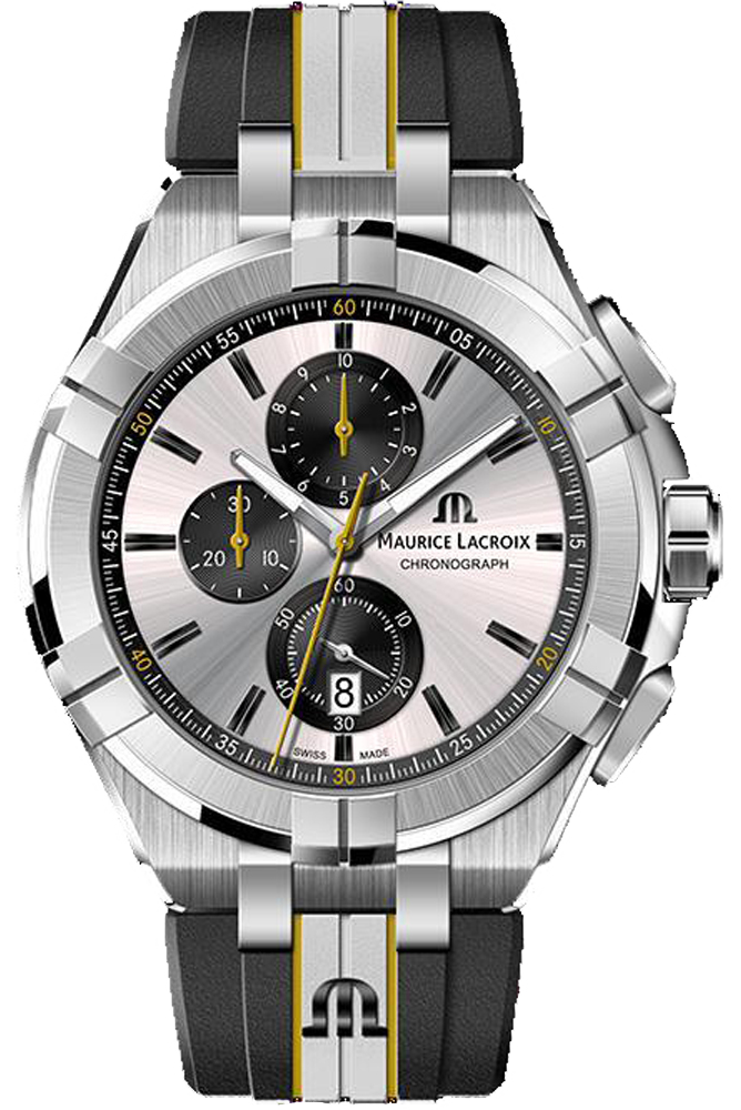 Maurice Lacroix Aikon Chronograph King of the Court Limited Edition Silver Dial Grey Rubber Strap Watch for Men - AI1018-TT030-130-K