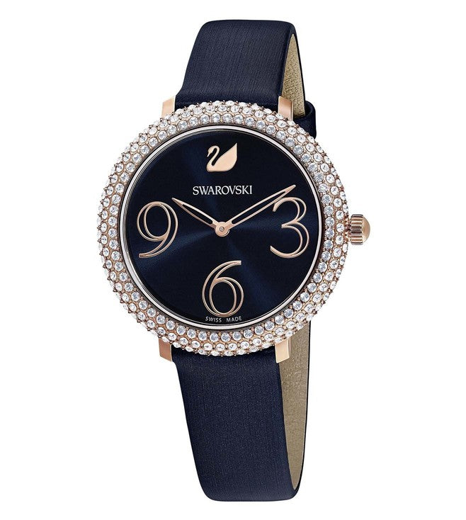 Swarovski Crystal Frost Blue Dial Blue Leather Strap Watch for Women - 5484061