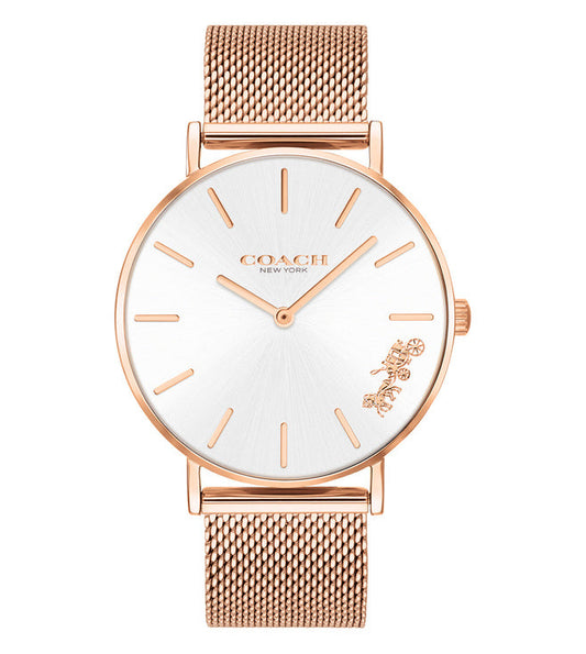 Coach Perry White Rose Gold Mesh Bracelet Watch for Women - 14503126