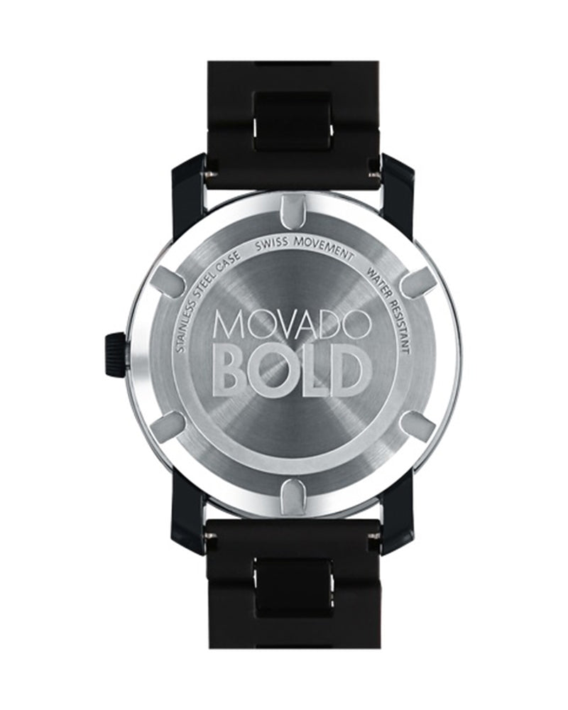 Movado Bold TR90 Black Dial Black Steel Strap Watch for Men - 3600099