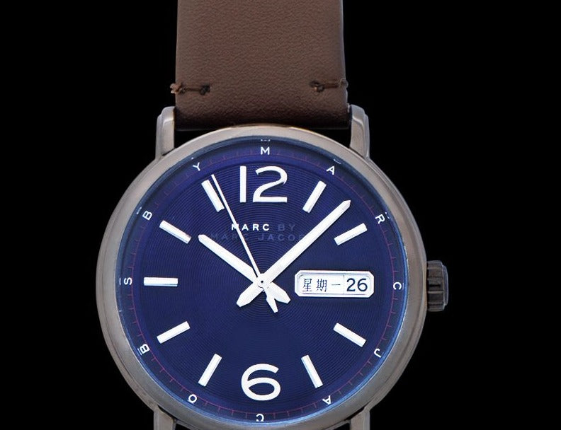 Marc Jacobs Marc Fergus Blue Dial Brown Leather Strap Watch for Men - MBM5078