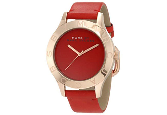 Marc Jacobs Blade Red Dial Red Leather Strap Watch for Women - MBM1210