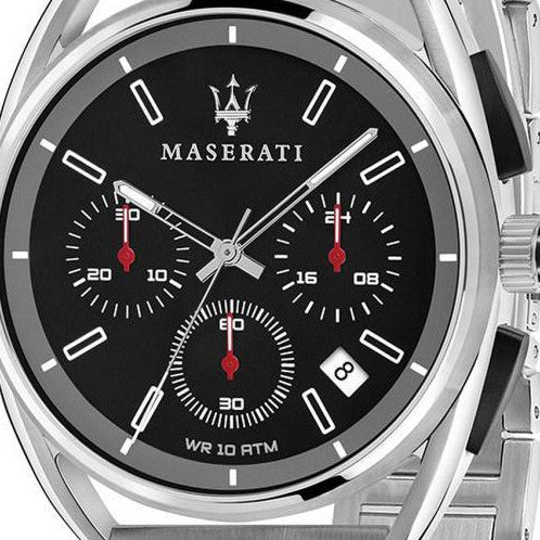 Maserati Trimarano Chronograph Black Dial Silver Stainless Steel Strap Watch For Men - R8873632003