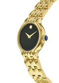 Movado Museum Classic Quartz Black Dial Gold Steel Strap Watch For Women - 0607005